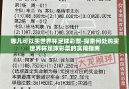 哪儿可以买世界杯足球彩票-探索何处购买世界杯足球彩票的实用指南