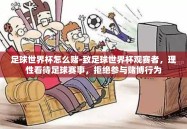 足球世界杯怎么赌-致足球世界杯观赛者，理性看待足球赛事，拒绝参与赌博行为