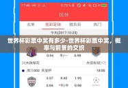 世界杯彩票中奖有多少-世界杯彩票中奖，概率与前景的交织
