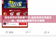 微信世界杯竞猜哪个好-微信世界杯竞猜评测，寻找最佳竞猜平台与策略