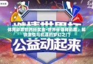 体育彩票世界杯奖金-世界杯体育彩票，解锁激情与机遇的梦幻之门