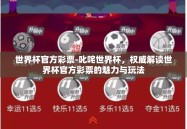 世界杯官方彩票-叱咤世界杯，权威解读世界杯官方彩票的魅力与玩法