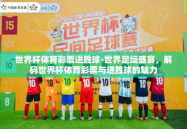 世界杯体育彩票进胜球-世界足坛盛宴，解码世界杯体育彩票与进胜球的魅力