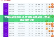 世界杯彩票买比分-世界杯彩票买比分的深思与理性分析