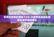 世界杯足球彩票输了6万-从世界杯足球彩票的失误中寻找成长