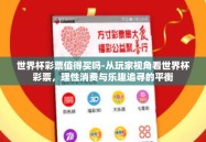 世界杯彩票值得买吗-从玩家视角看世界杯彩票，理性消费与乐趣追寻的平衡