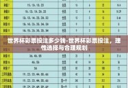 世界杯彩票投注多少钱-世界杯彩票投注，理性选择与合理规划