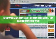足球世界杯彩票的玩法-足球世界杯彩票，激战与梦想的投注艺术