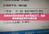 世界杯中奖彩票查询-揭开奇迹之门，如何有效查询世界杯中奖彩票