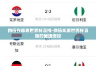 微信在哪看世界杯直播-微信观看世界杯直播的便捷途径