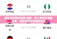 微信看世界杯直播-微信，掌上世界的足球盛宴，透视世界杯直播新体验