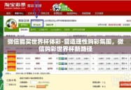 微信能买世界杯体彩-营造理性购彩氛围，微信购彩世界杯新路径