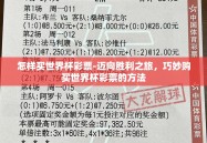 怎样买世界杯彩票-迈向胜利之旅，巧妙购买世界杯彩票的方法