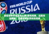 微信世界杯赌球怎么赌-理性观赛，远离非法赌球，正确享受世界杯的观感