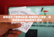 微博买不了世界杯彩票-微博购彩之异梦，探索世界杯彩票的数字化界限