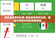 微信买世界杯彩票-微信买世界杯彩票，便捷与风险并存的双重体验
