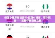 微信小程序看世界杯-微信小程序，掌中观战——世界杯新观赛之旅