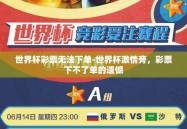 世界杯彩票无法下单-世界杯激情旁，彩票下不了单的遗憾