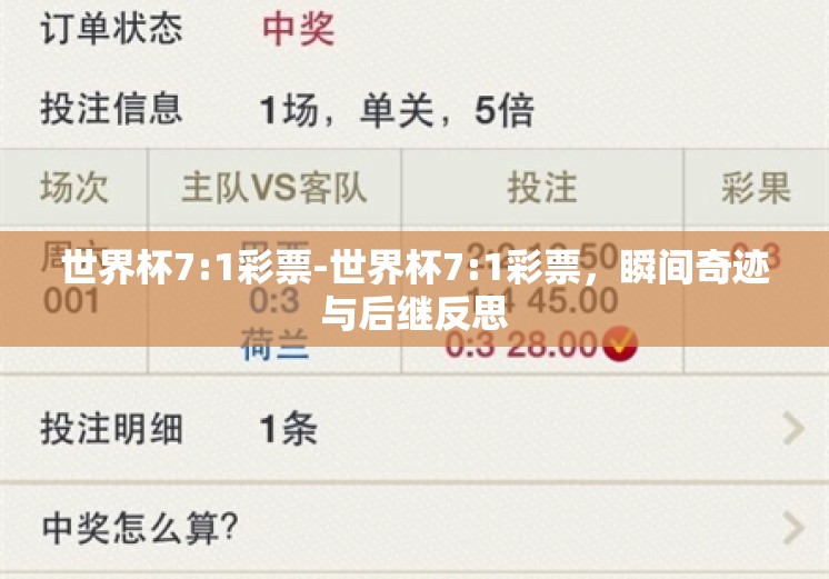 世界杯7:1彩票-世界杯7:1彩票，瞬间奇迹与后继反思