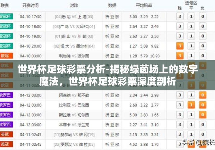 世界杯足球彩票分析-揭秘绿茵场上的数字魔法，世界杯足球彩票深度剖析