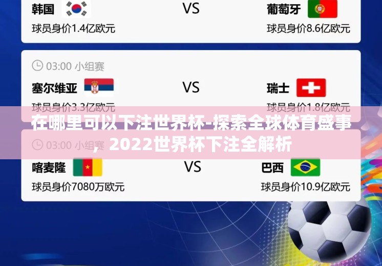 在哪里可以下注世界杯-探索全球体育盛事，2022世界杯下注全解析