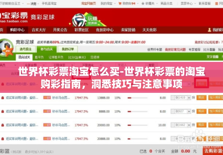 世界杯彩票淘宝怎么买-世界杯彩票的淘宝购彩指南，洞悉技巧与注意事项