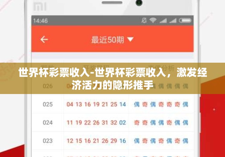 世界杯彩票收入-世界杯彩票收入，激发经济活力的隐形推手