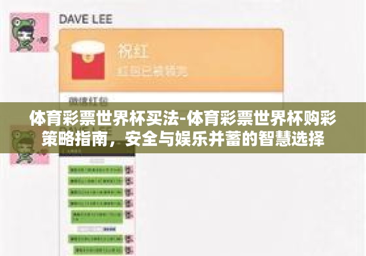 体育彩票世界杯买法-体育彩票世界杯购彩策略指南，安全与娱乐并蓄的智慧选择