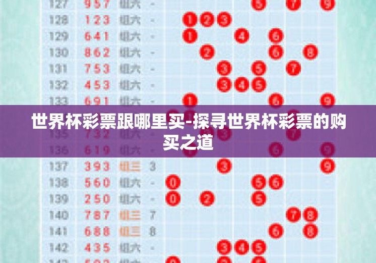 世界杯彩票跟哪里买-探寻世界杯彩票的购买之道 世界杯彩票跟哪里买-探寻世界杯彩票的购买之道