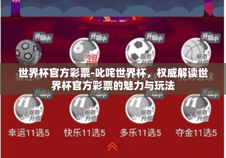 世界杯官方彩票-叱咤世界杯，权威解读世界杯官方彩票的魅力与玩法