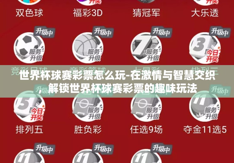 世界杯球赛彩票怎么玩-在激情与智慧交织，解锁世界杯球赛彩票的趣味玩法