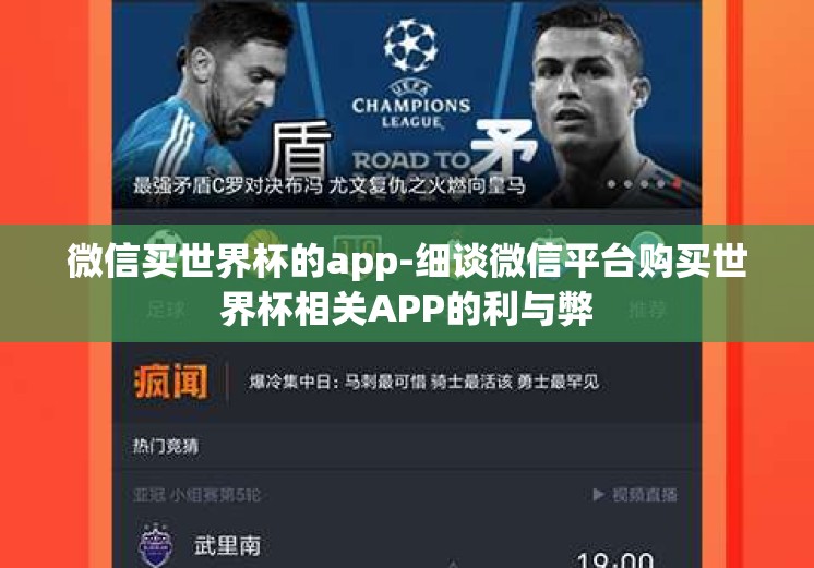微信买世界杯的app-细谈微信平台购买世界杯相关APP的利与弊