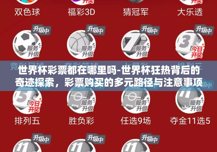 世界杯彩票都在哪里吗-世界杯狂热背后的奇迹探索，彩票购买的多元路径与注意事项