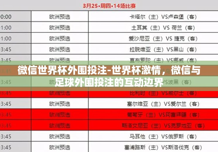 微信世界杯外围投注-世界杯激情，微信与足球外围投注的互动边界