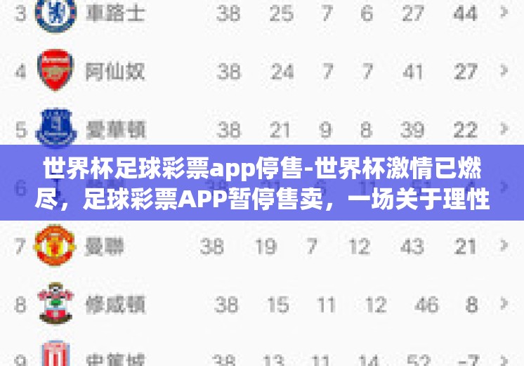 世界杯足球彩票app停售-世界杯激情已燃尽，足球彩票APP暂停售卖，一场关于理性观赛的冷静思考