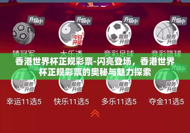 香港世界杯正规彩票-闪亮登场，香港世界杯正规彩票的奥秘与魅力探索