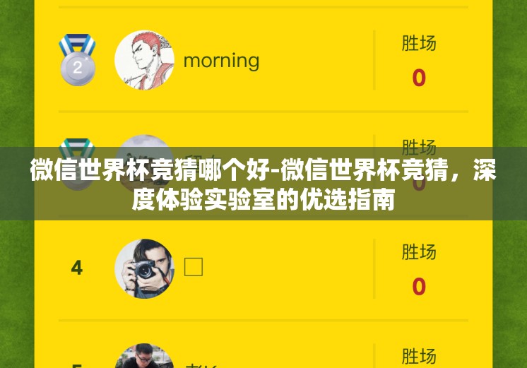微信世界杯竞猜哪个好-微信世界杯竞猜，深度体验实验室的优选指南