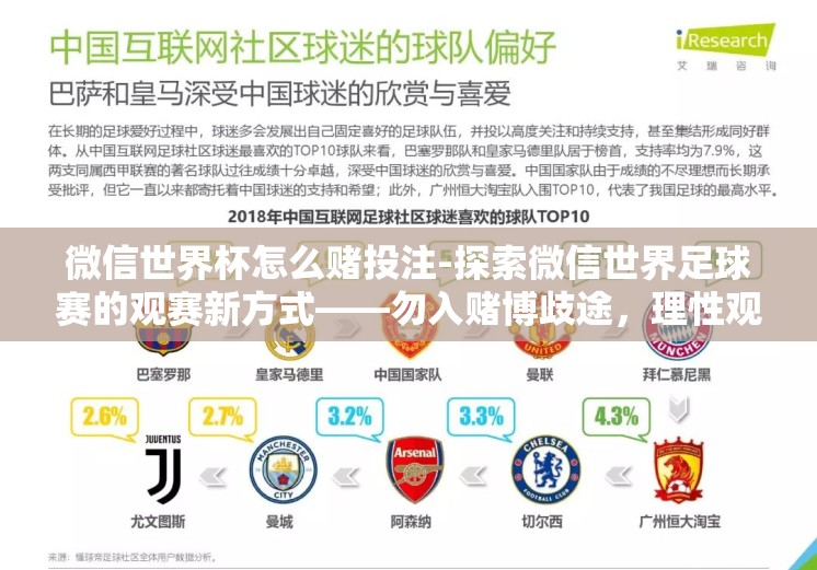 微信世界杯怎么赌投注-探索微信世界足球赛的观赛新方式——勿入赌博歧途，理性观赛指南