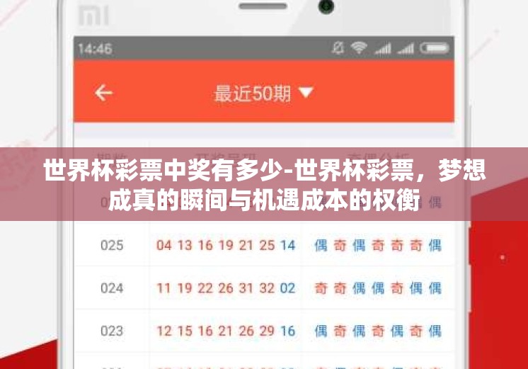 世界杯彩票中奖有多少-世界杯彩票，梦想成真的瞬间与机遇成本的权衡